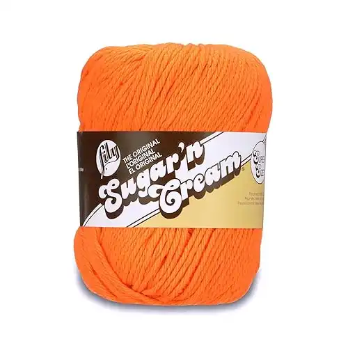 Lily Sugar 'N Cream Super Size Solid Yarn, 4oz, Gauge 4 Medium, 100% Cotton - Hot Orange - Machine Wash & Dry