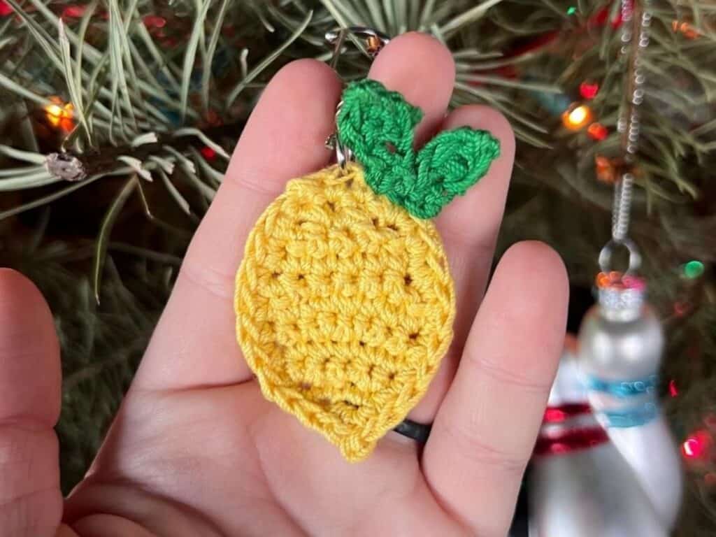 crochet lemon keychain